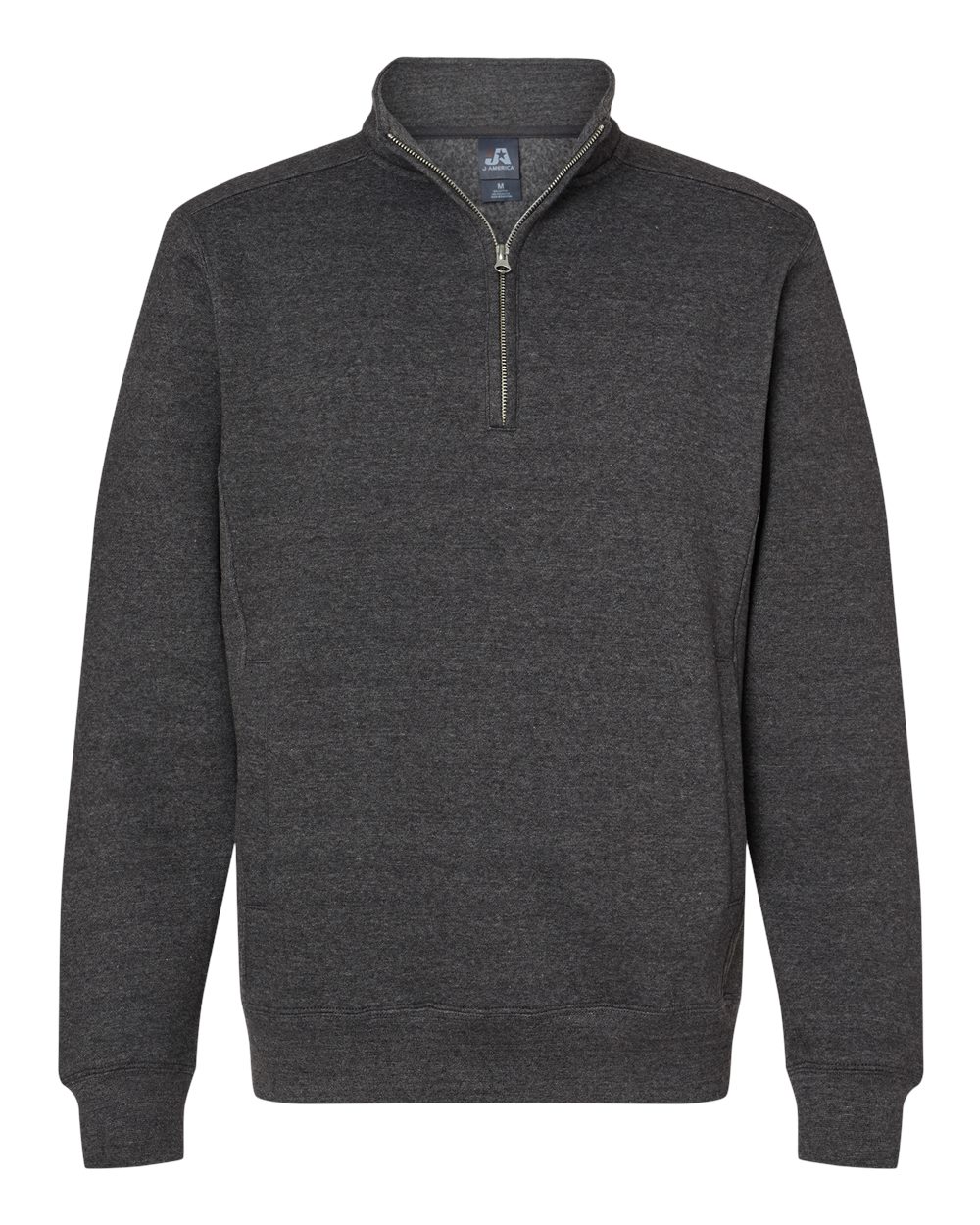 Front View of Charcoal Heather Heavyweight Fleece Quarter-Zip Sweatshirt - 8717