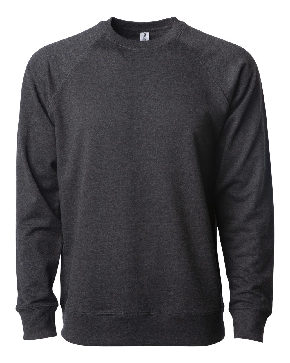 Front View of Charcoal Heather Icon Lightweight Loopback Terry Crewneck Sweatshirt - SS1000C