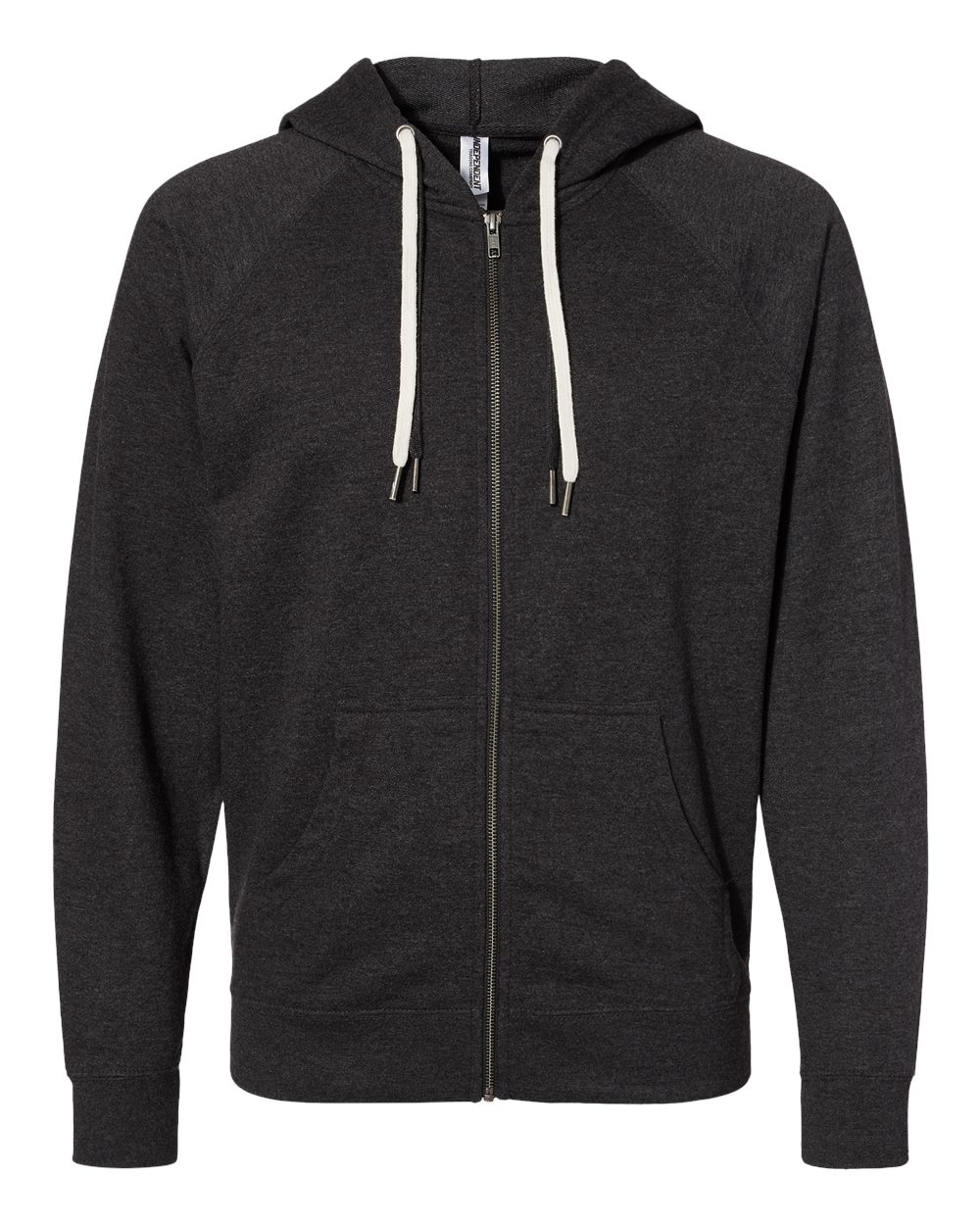 Front View of Charcoal Heather Icon Lightweight Loopback Terry Full-Zip Hooded Sweatshirt - SS1000Z