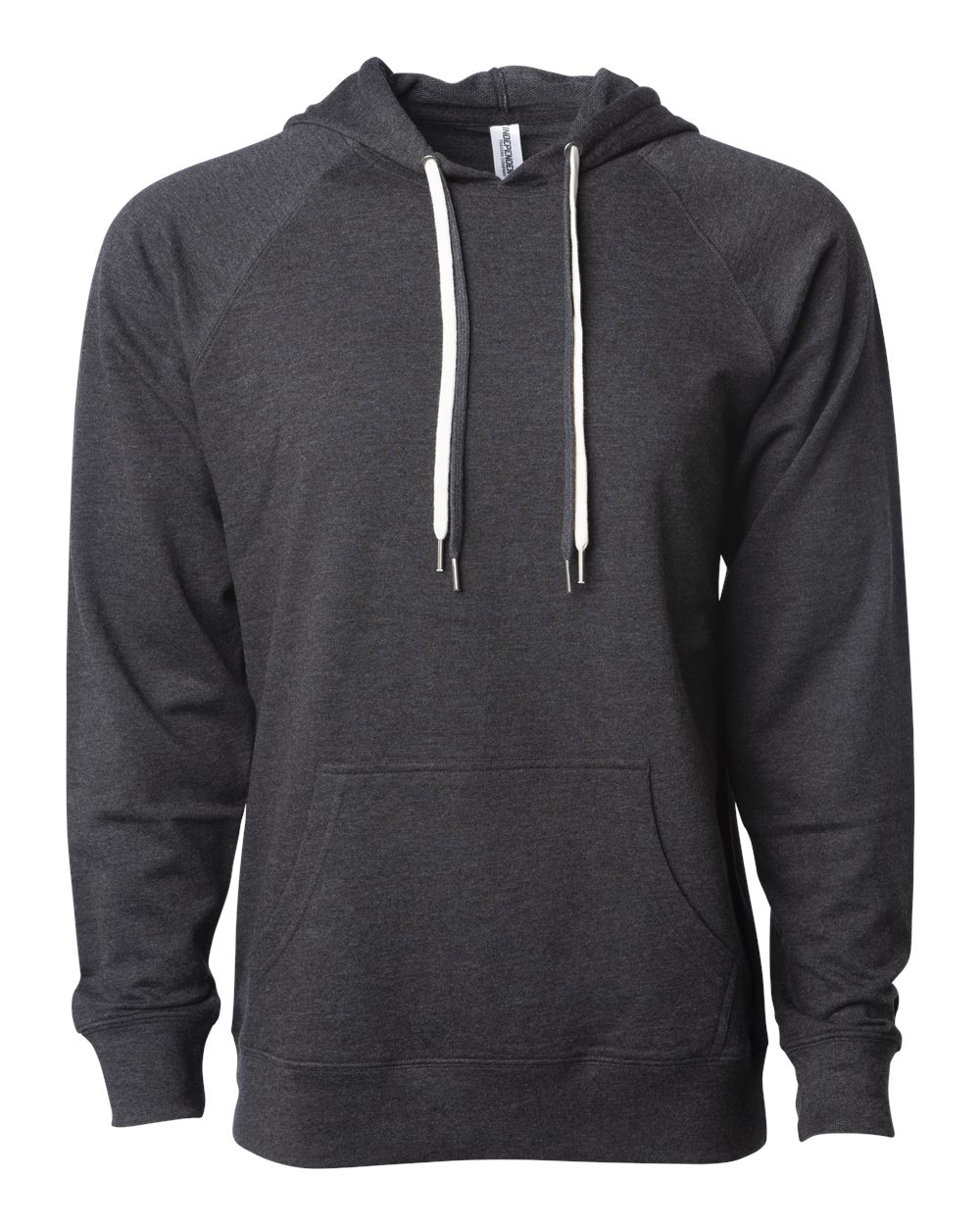 Front View of Charcoal Heather Icon Lightweight Loopback Terry Hooded Sweatshirt - SS1000