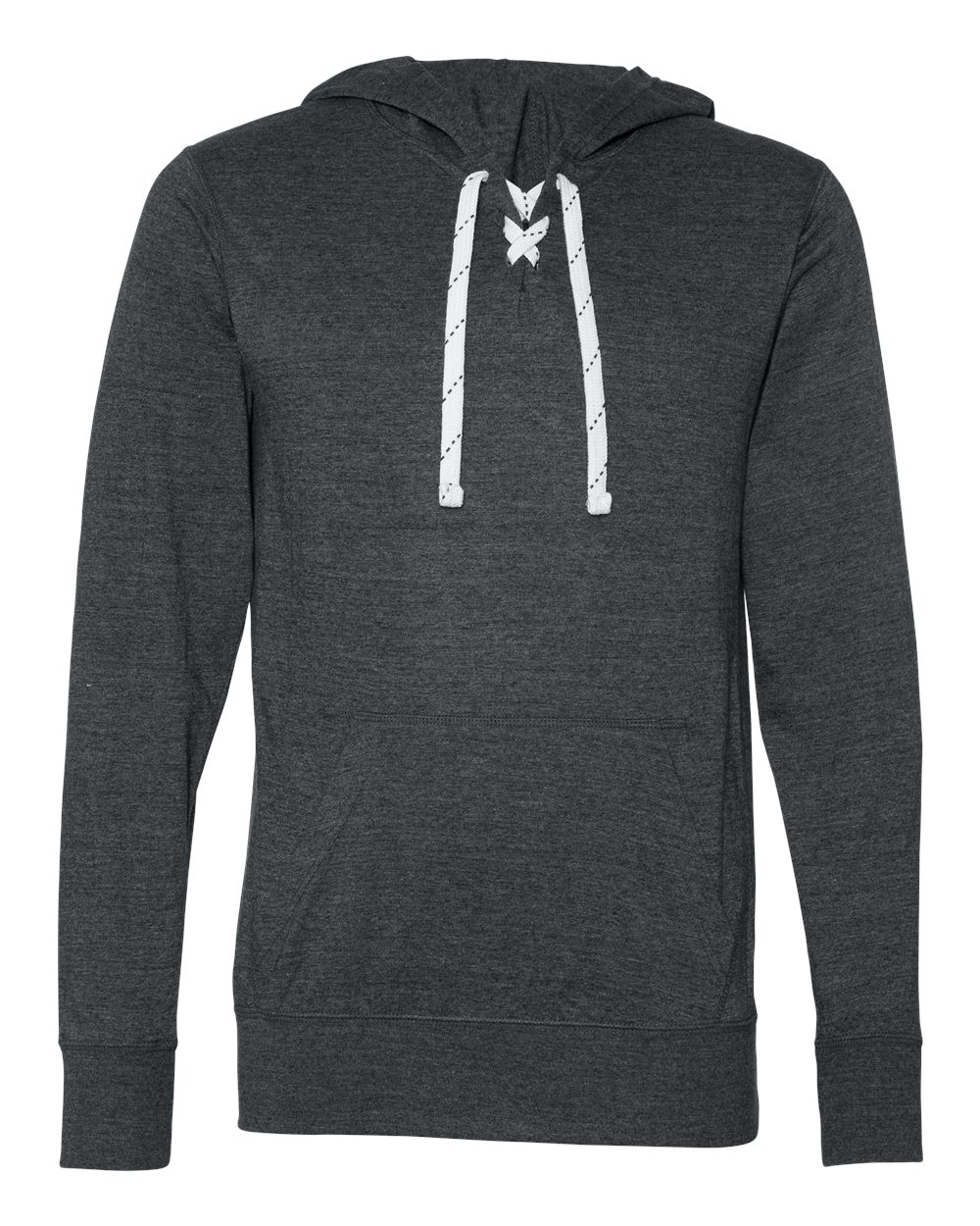 Front View of Charcoal Heather Jersey Sport Lace Hooded Pullover - 8231