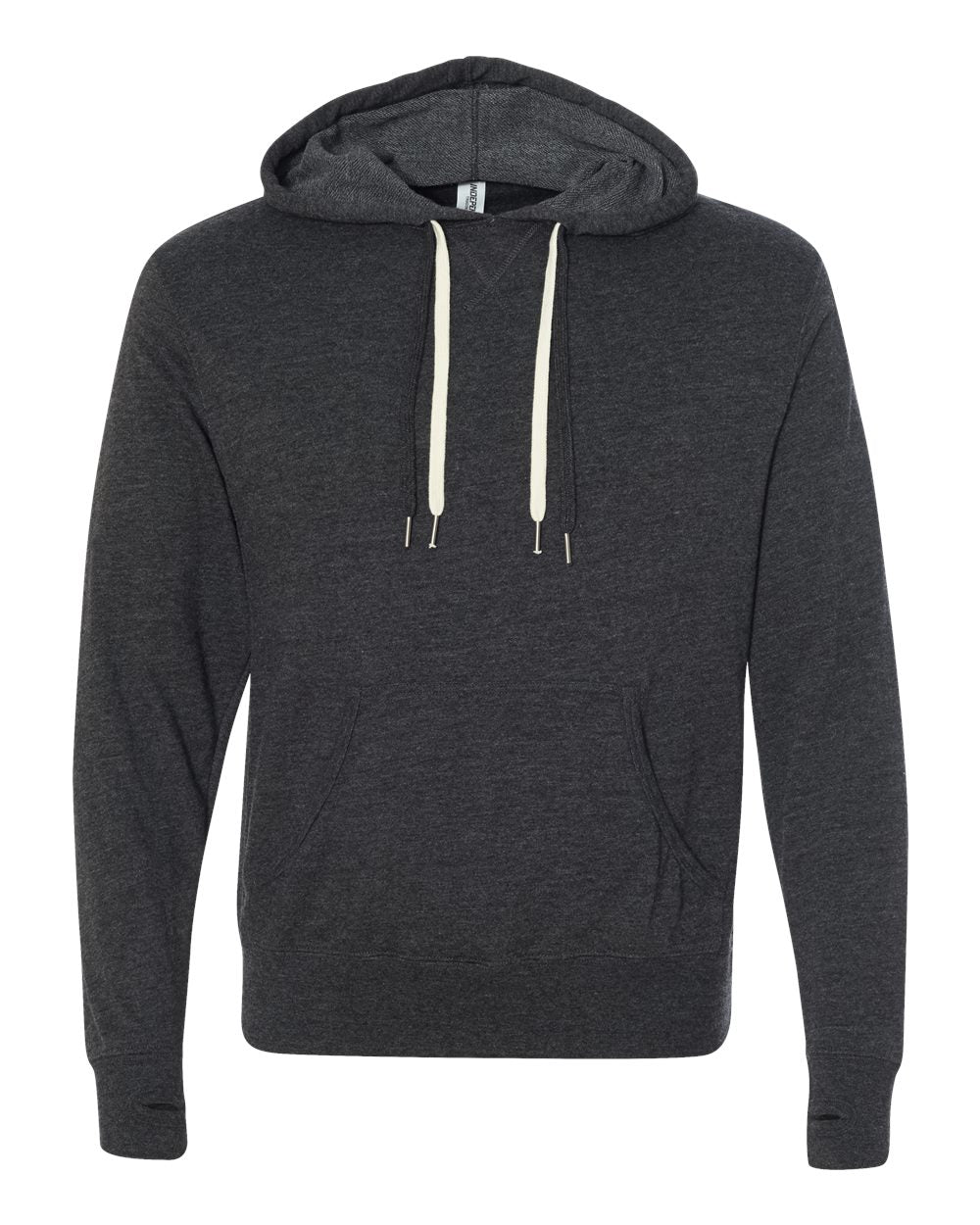 Front View of Charcoal Heather Midweight French Terry Hooded Sweatshirt - PRM90HT