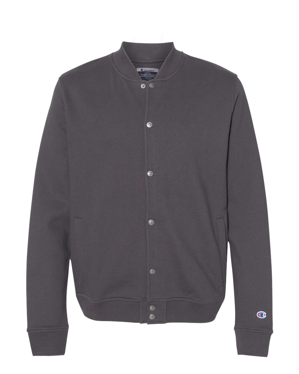 Front View of Charcoal Heather Unisex Bomber Jacket - CO100