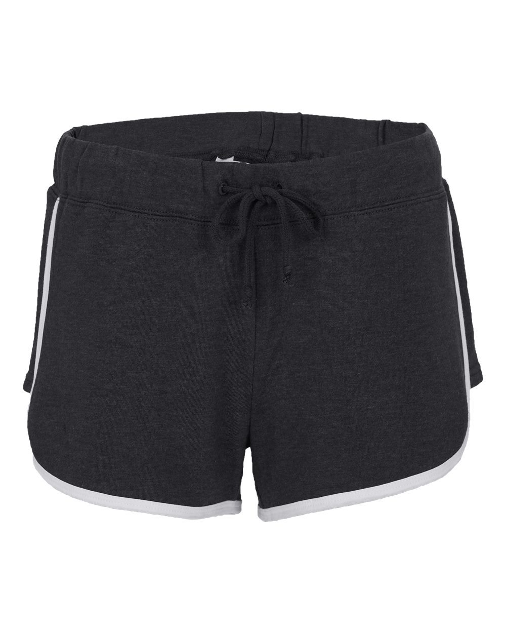 Front View of Charcoal Heather/ White Women&#39;s French Terry Shorts - BW6402