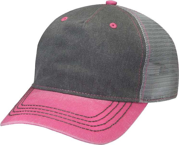 Front View of Charcoal/ Hot Pink/ Grey Endeavor Cap - EN102