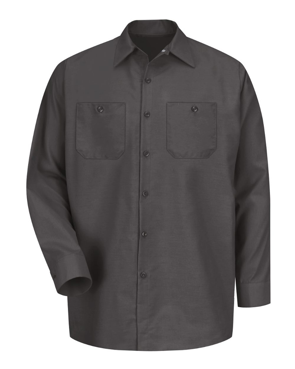 Front View of Charcoal Industrial Long Sleeve Work Shirt - SP14