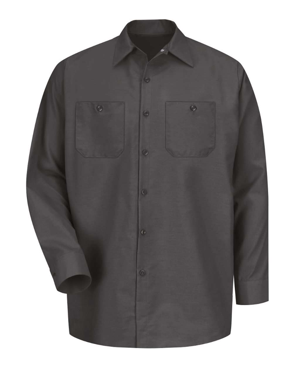 Front View of Charcoal Industrial Long Sleeve Work Shirt - Tall Sizes - SP14T