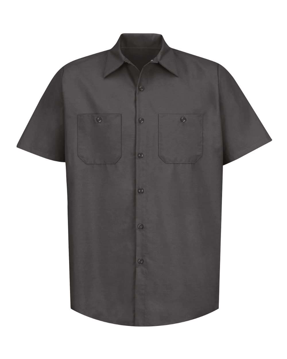 Front View of Charcoal Industrial Short Sleeve Work Shirt - Tall Sizes - SP24T