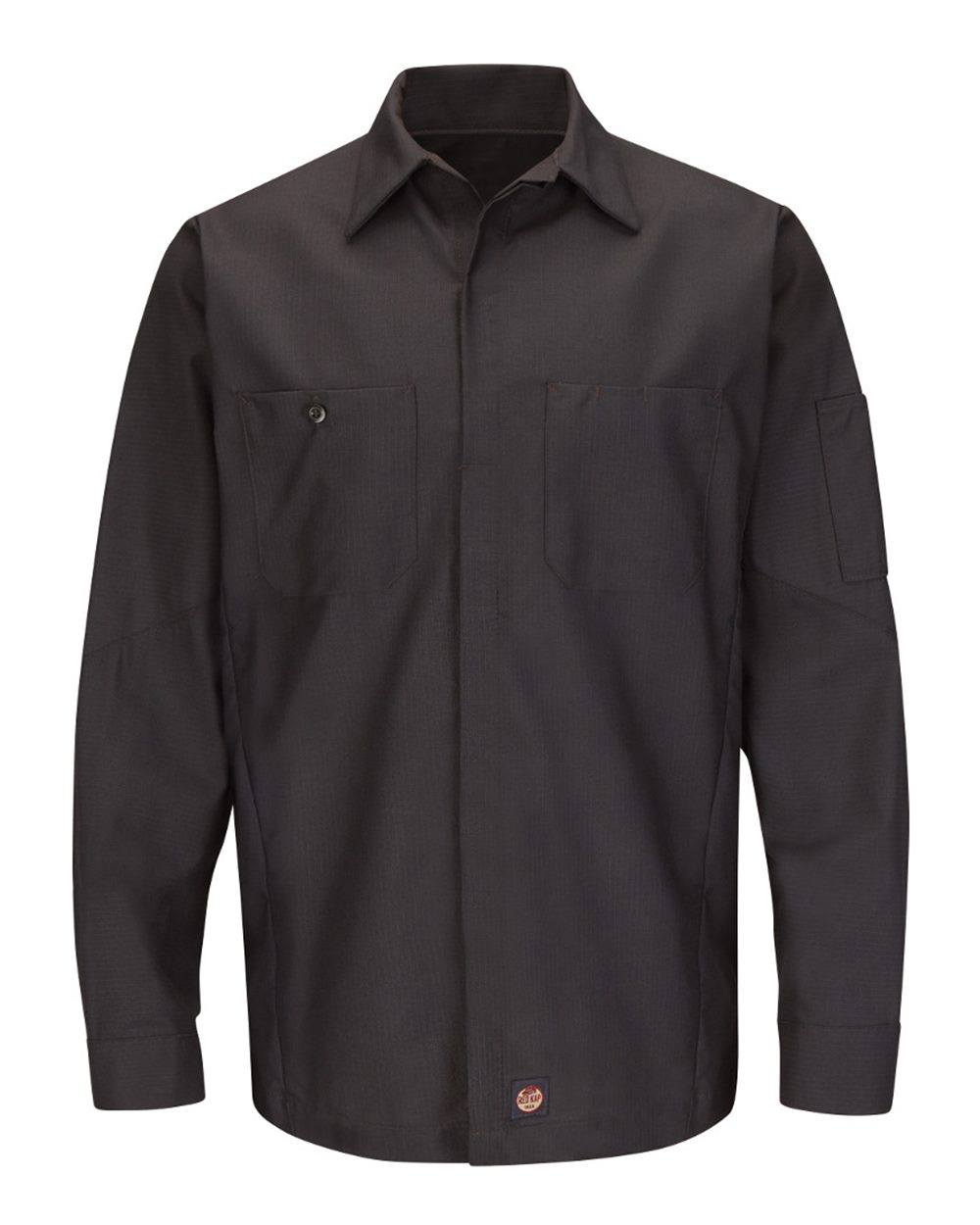 Front View of Charcoal Long Sleeve Automotive Crew Shirt - SY10