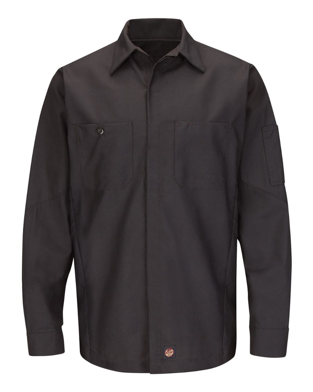 Front View of Charcoal Long Sleeve Automotive Crew Shirt - Tall Sizes - SY10T