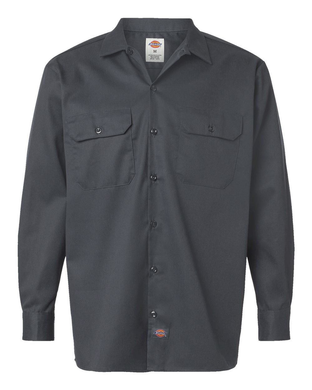 Front View of Charcoal Long Sleeve Work Shirt - 5574