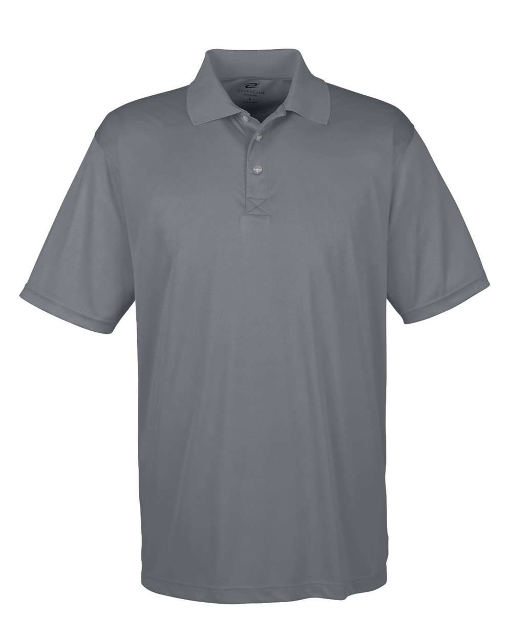 Front View of Charcoal Men's Cool & Dry Sport Performance Interlock Polo - 8425