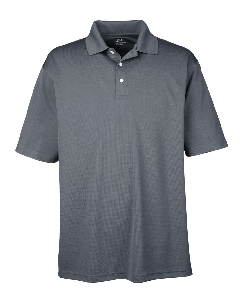 Front View of Charcoal Men's Cool & Dry Stain-Release Performance Polo - 8445