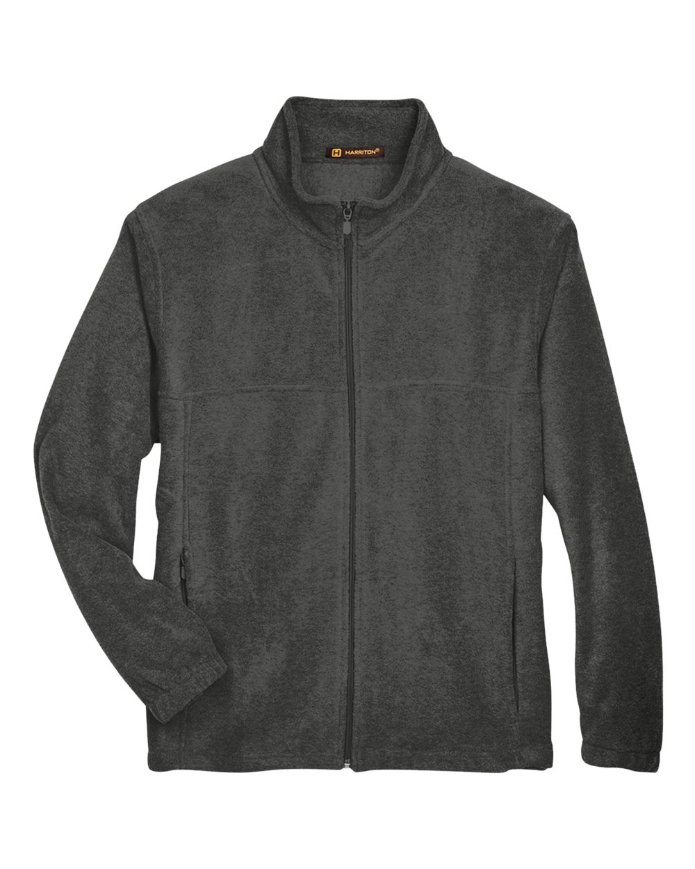 Front View of Charcoal Men's Tall Full-Zip Fleece - M990T