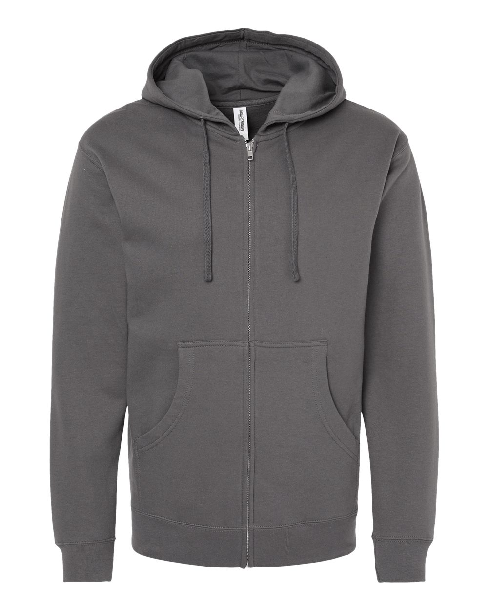 Front View of Charcoal Midweight Full-Zip Hooded Sweatshirt - SS4500Z