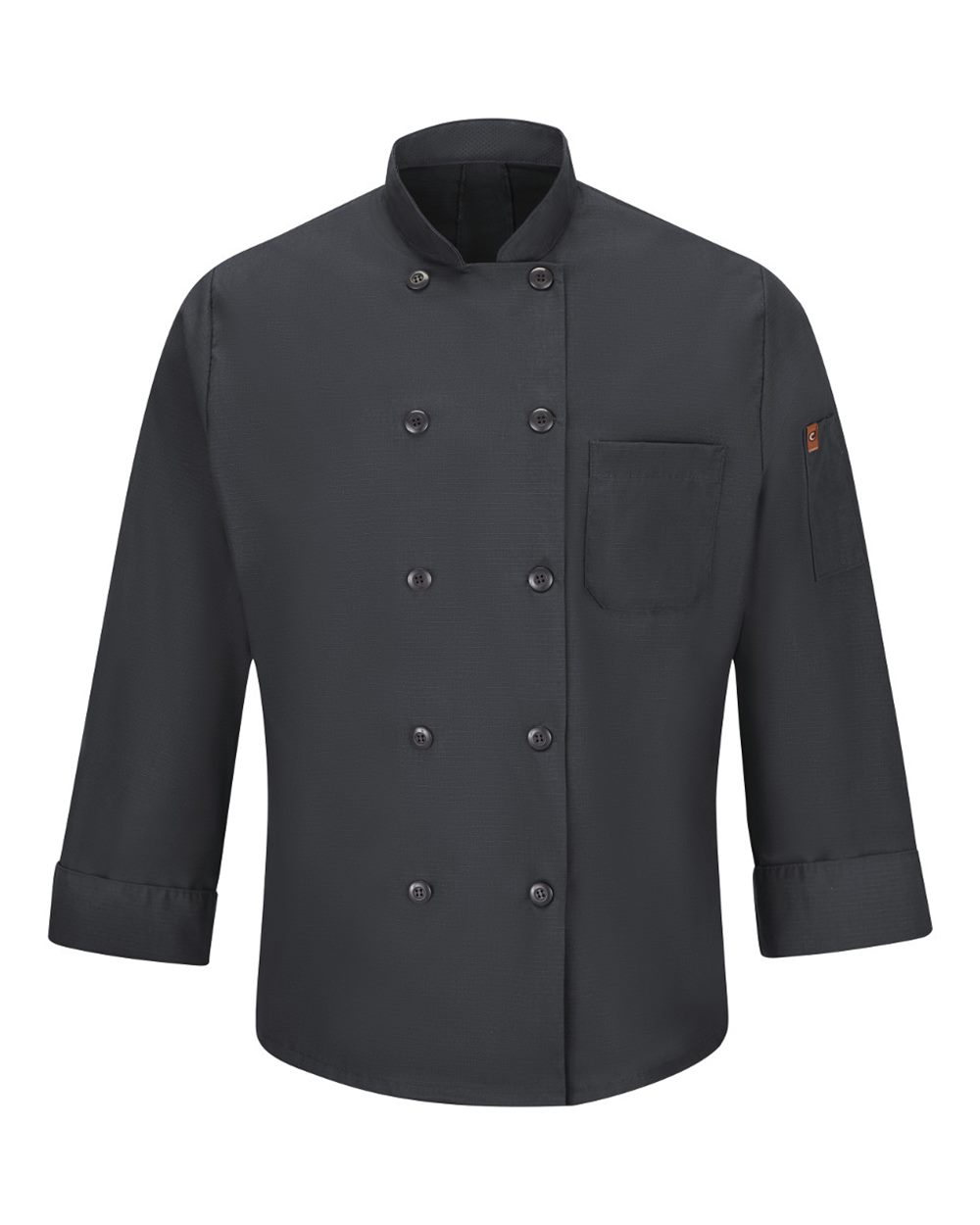 Front View of Charcoal Mimix™ Chef Coat with OilBlok - 042X