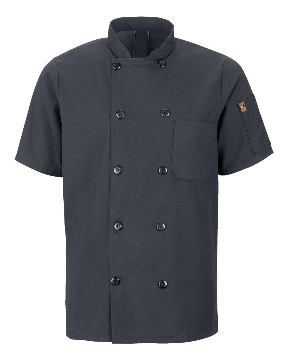 Front View of Charcoal Mimix™ Short Sleeve Chef Coat with OilBlok - 046X
