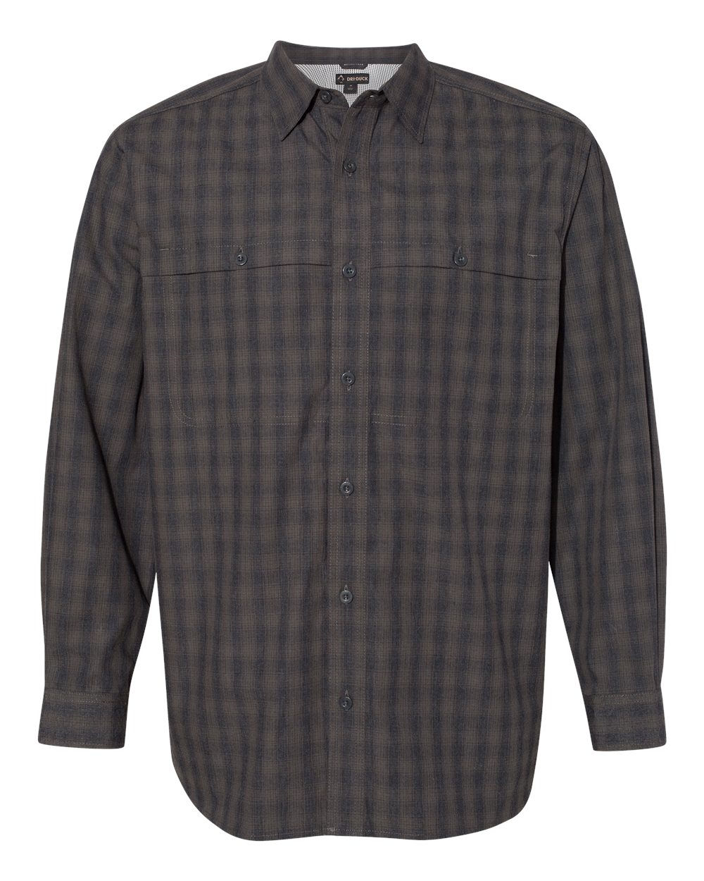 Front View of Charcoal Paseo Plaid Shirt - 4465