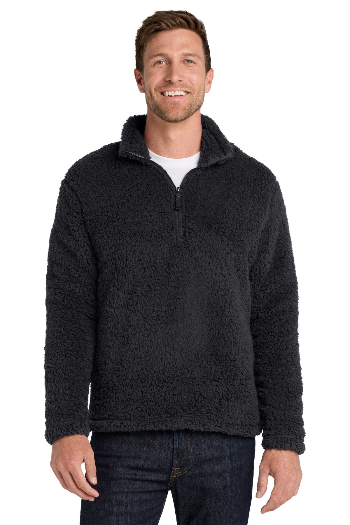 Front View of Charcoal Port Authority Cozy 1/4-Zip Fleece F130