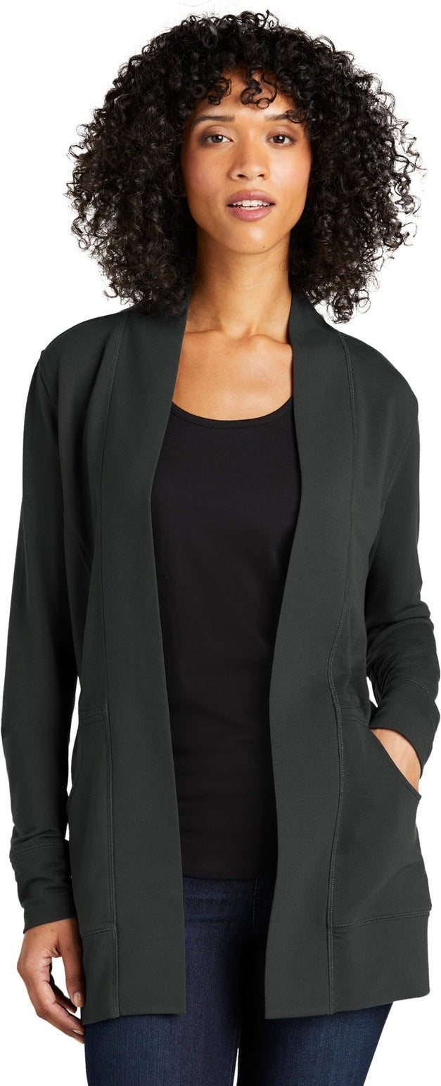 Front View of Charcoal Port Authority Women's Microterry Cardigan LK825