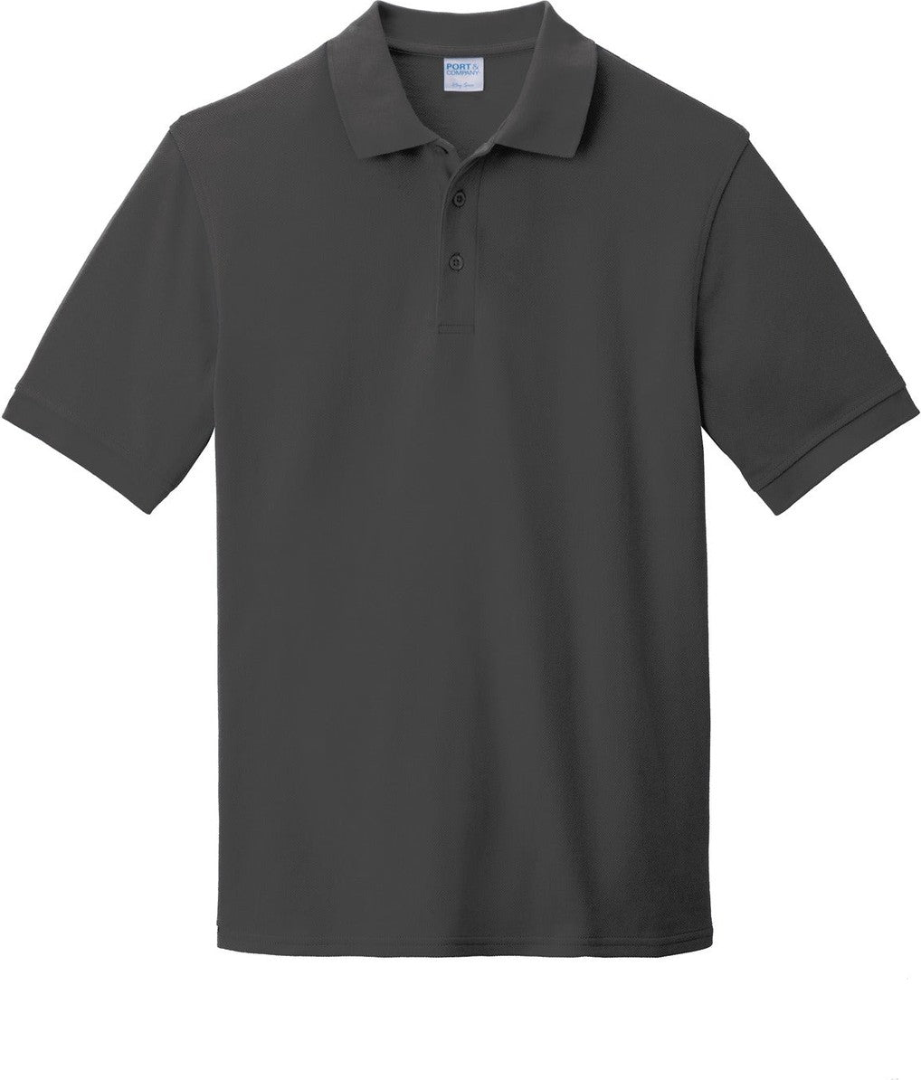 Front View of Charcoal Port & Co Combed Ring Spun Pique Polo. KP1500