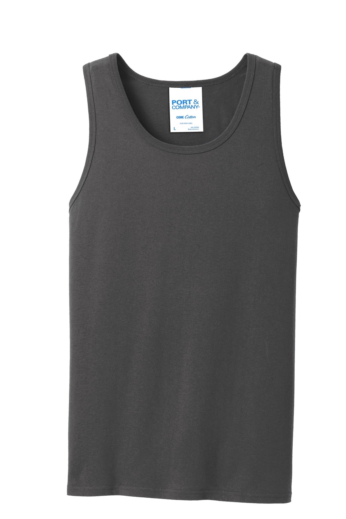 Front View of Charcoal Port & Co Core Cotton Tank Top. PC54TT