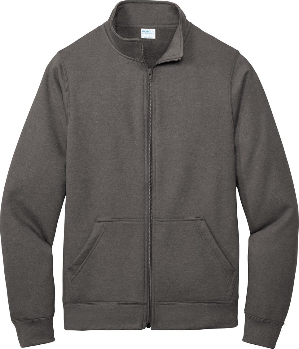 Front View of Charcoal Port & Co Core Fleece Cadet Full-Zip Sweatshirt PC78FZ