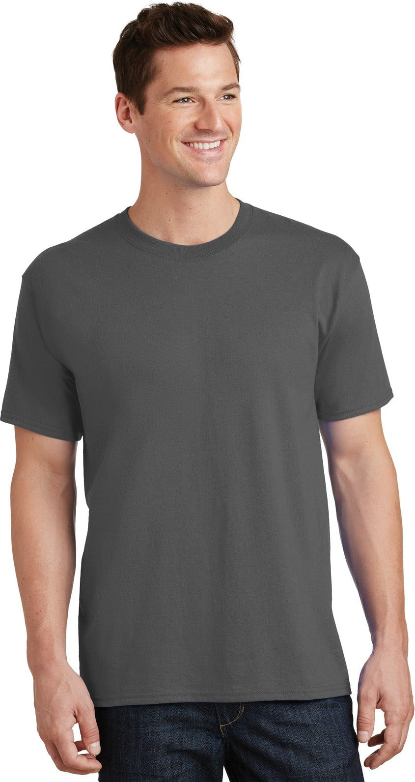 Front View of Charcoal Port & Co Tall Core Cotton Tee PC54T