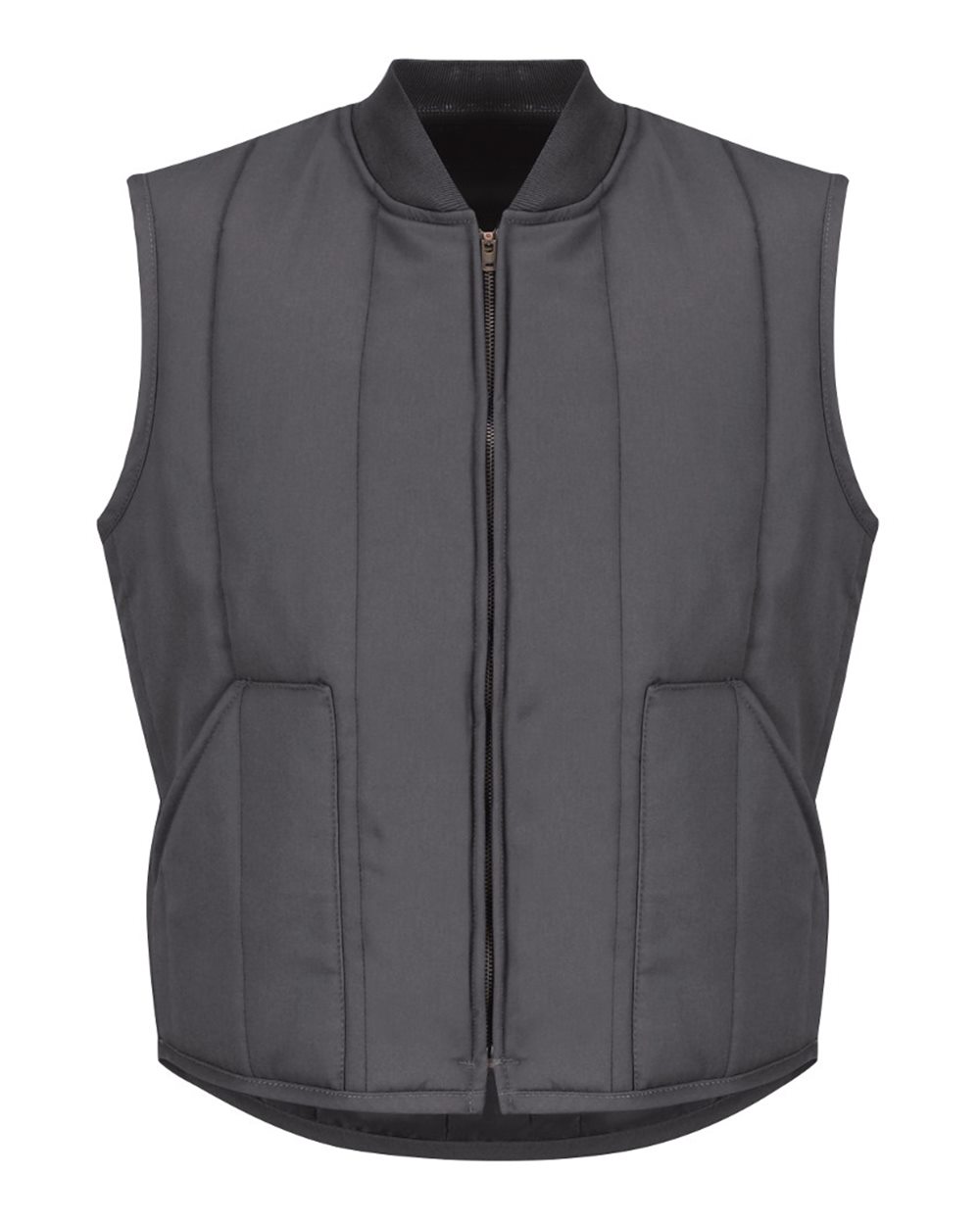 Front View of Charcoal Quilted Vest - Tall Sizes - VT22T