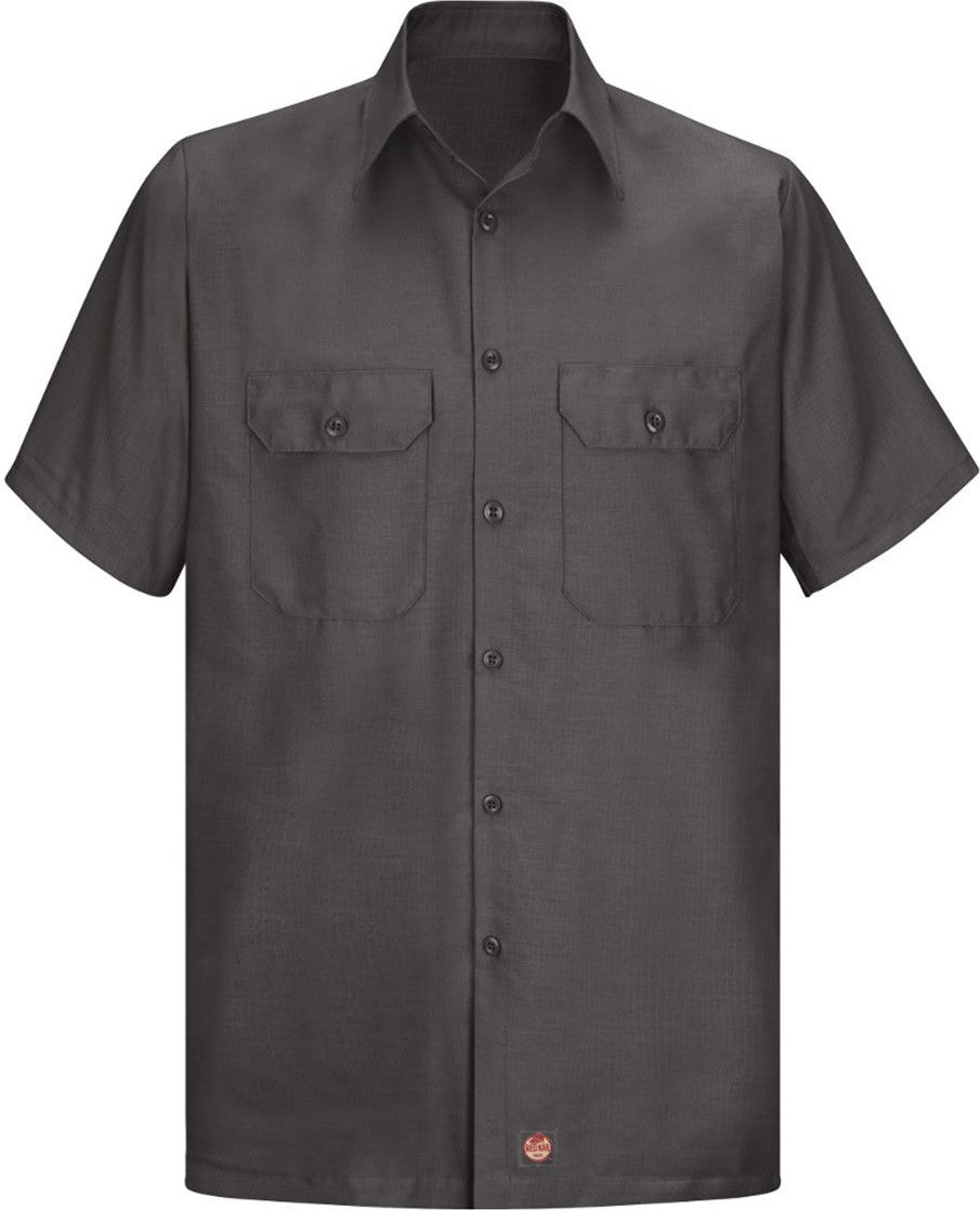 Front View of Charcoal Ripstop Short Sleeve Work Shirt - SY60