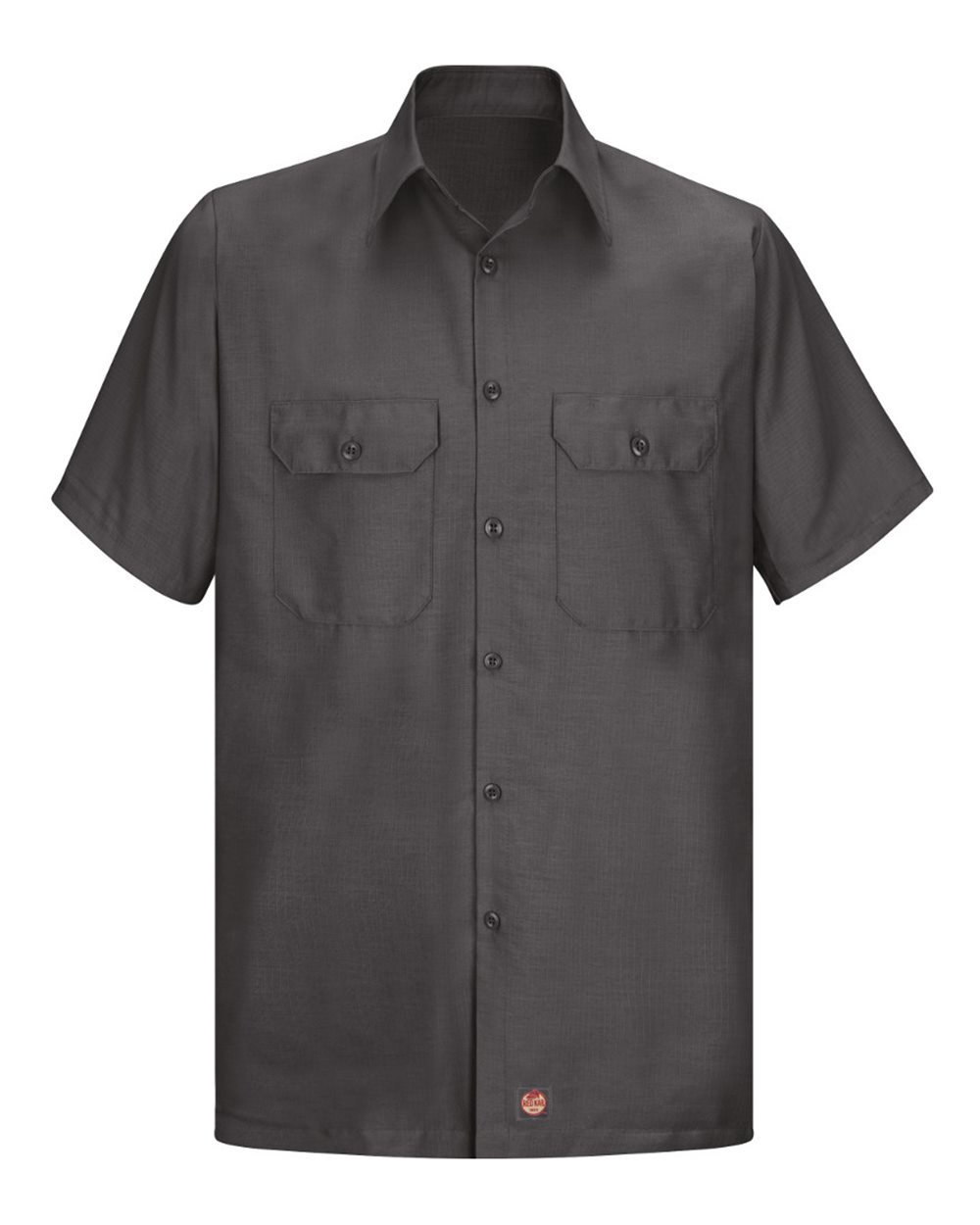 Front View of Charcoal Ripstop Short Sleeve Work Shirt - Tall Sizes - SY60T
