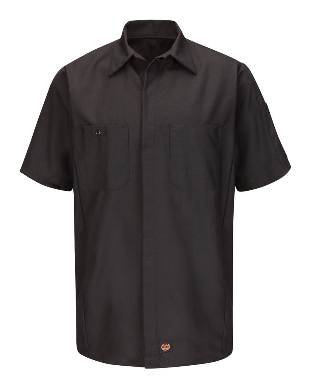 Front View of Charcoal Short Sleeve Automotive Crew Shirt - SY20