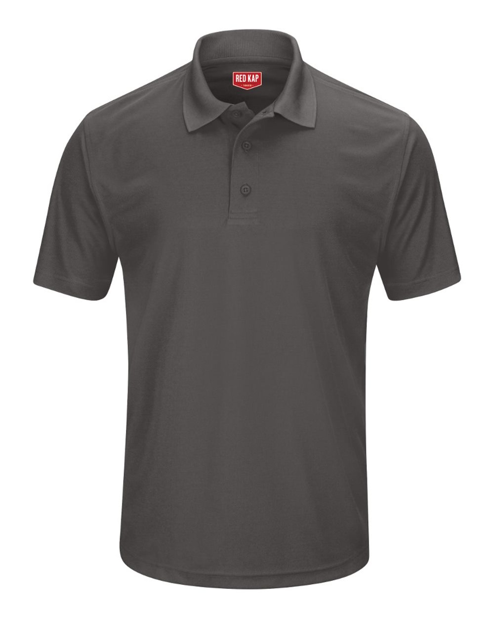 Front View of Charcoal Short Sleeve Performance Knit Pocketless Core Polo - SK96