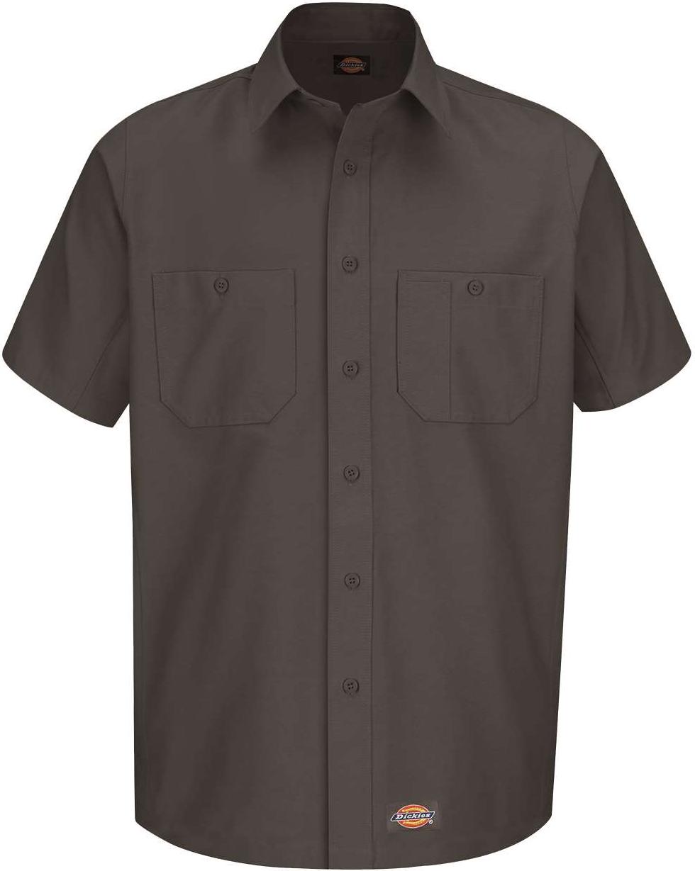 Front View of Charcoal Short Sleeve Work Shirt - Tall Sizes - WS20T