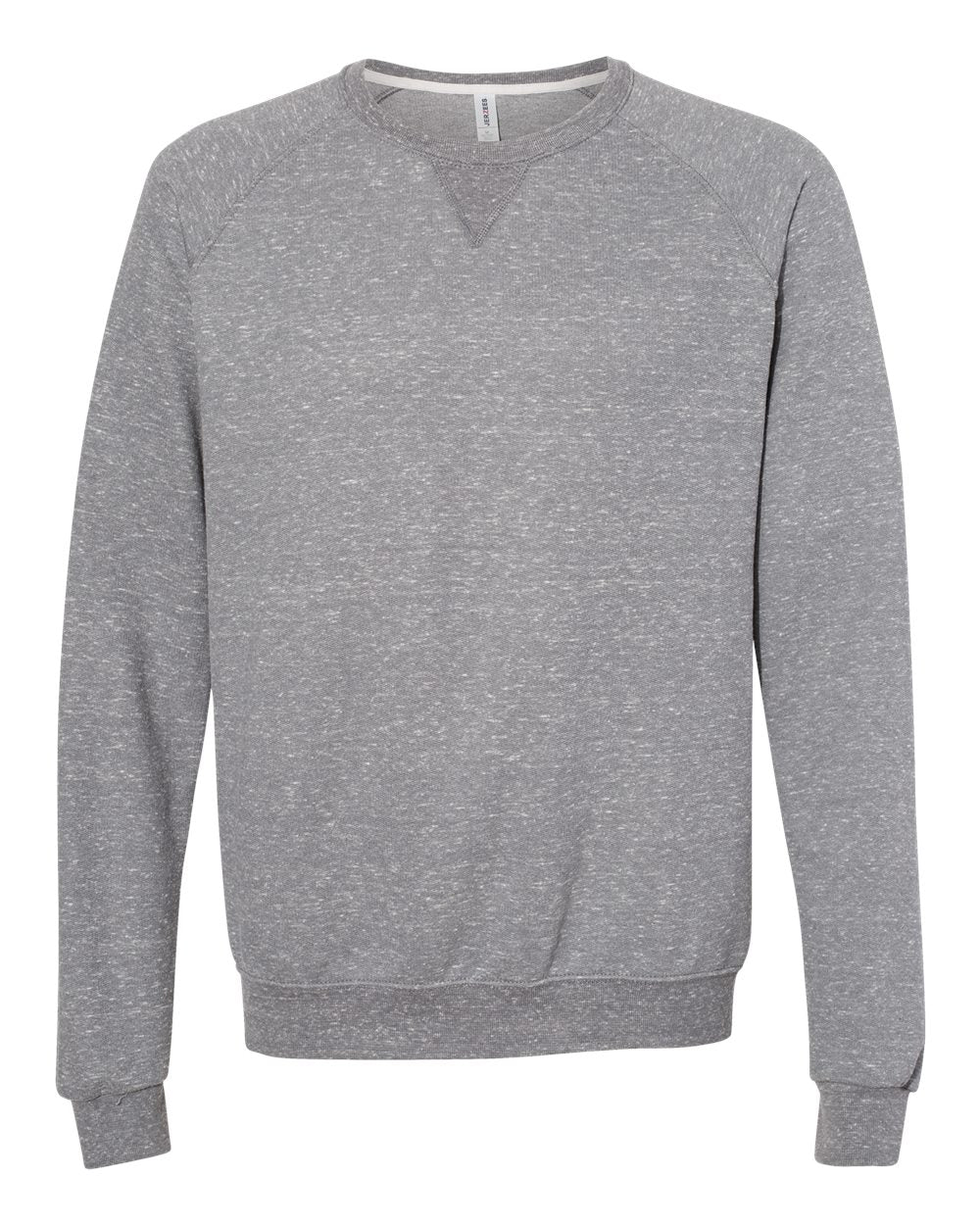 Front View of Charcoal Snow Heather French Terry Crewneck Sweatshirt - 91MR