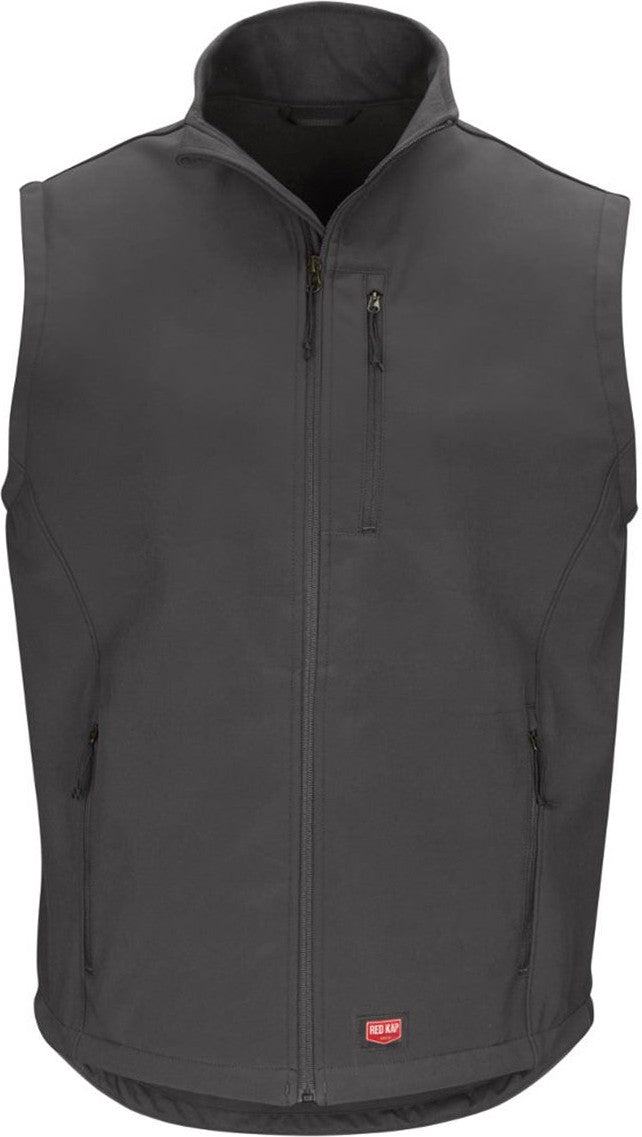 Front View of Charcoal Soft Shell Vest - VP62