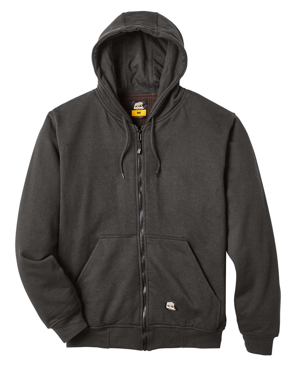 Front View of Charcoal Tall Heritage Thermal-Lined Full-Zip Hooded Sweatshirt - SZ101T