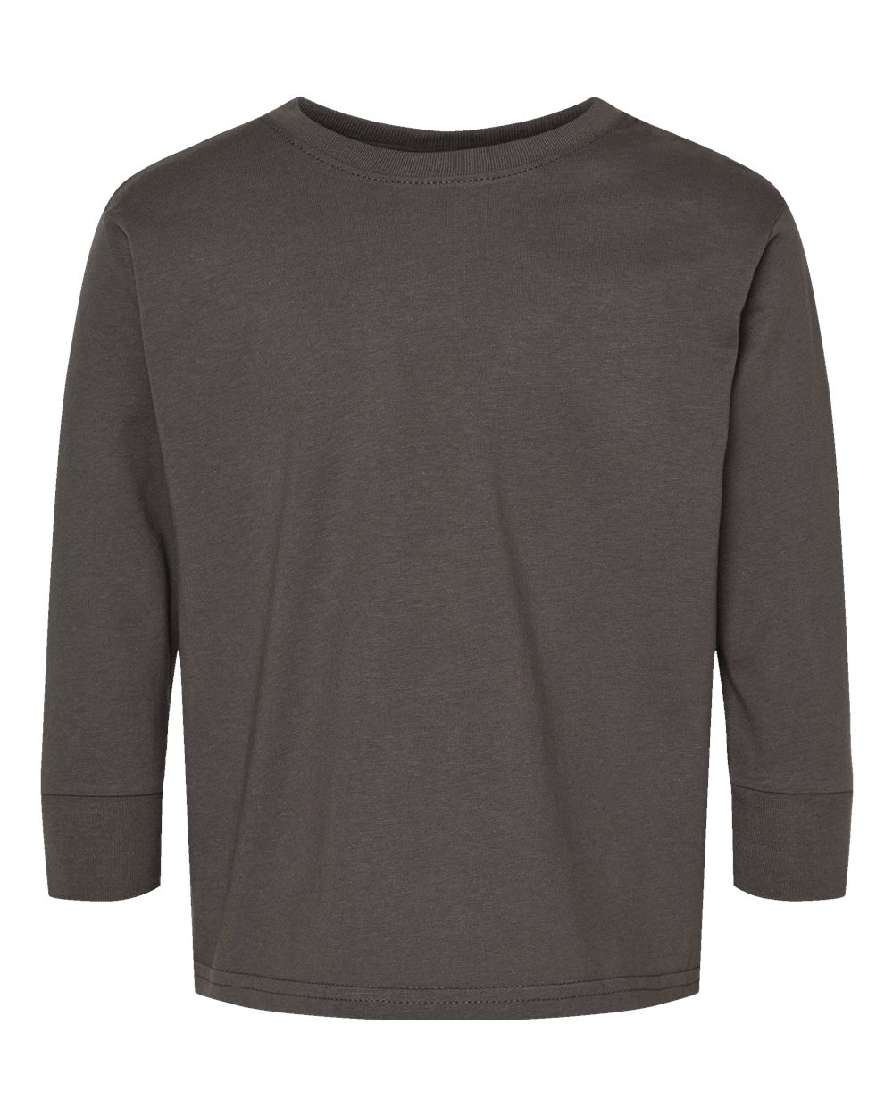 Front View of Charcoal Toddler Fine Jersey Long Sleeve Tee - 3302