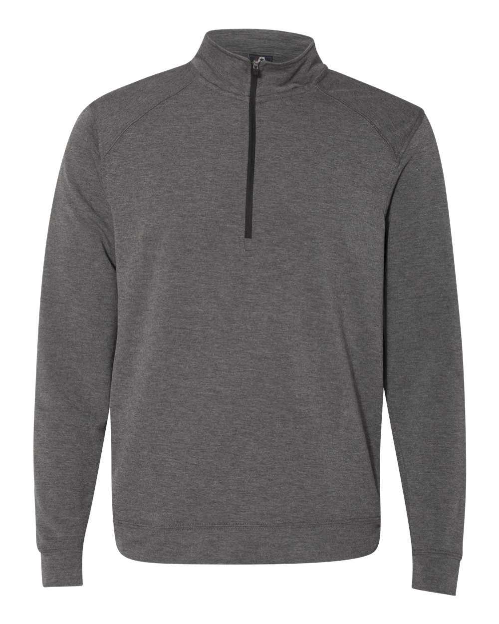 Front View of Charcoal Triblend Omega Stretch Quarter-Zip Pullover - 8434