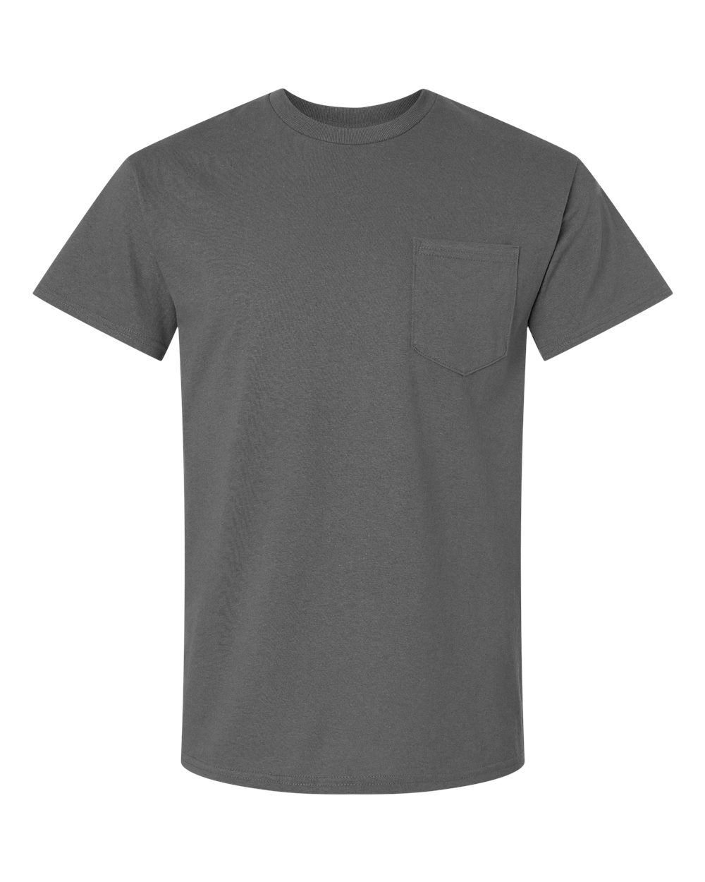 Front View of Charcoal Ultra Cotton® Pocket T-Shirt - 2300