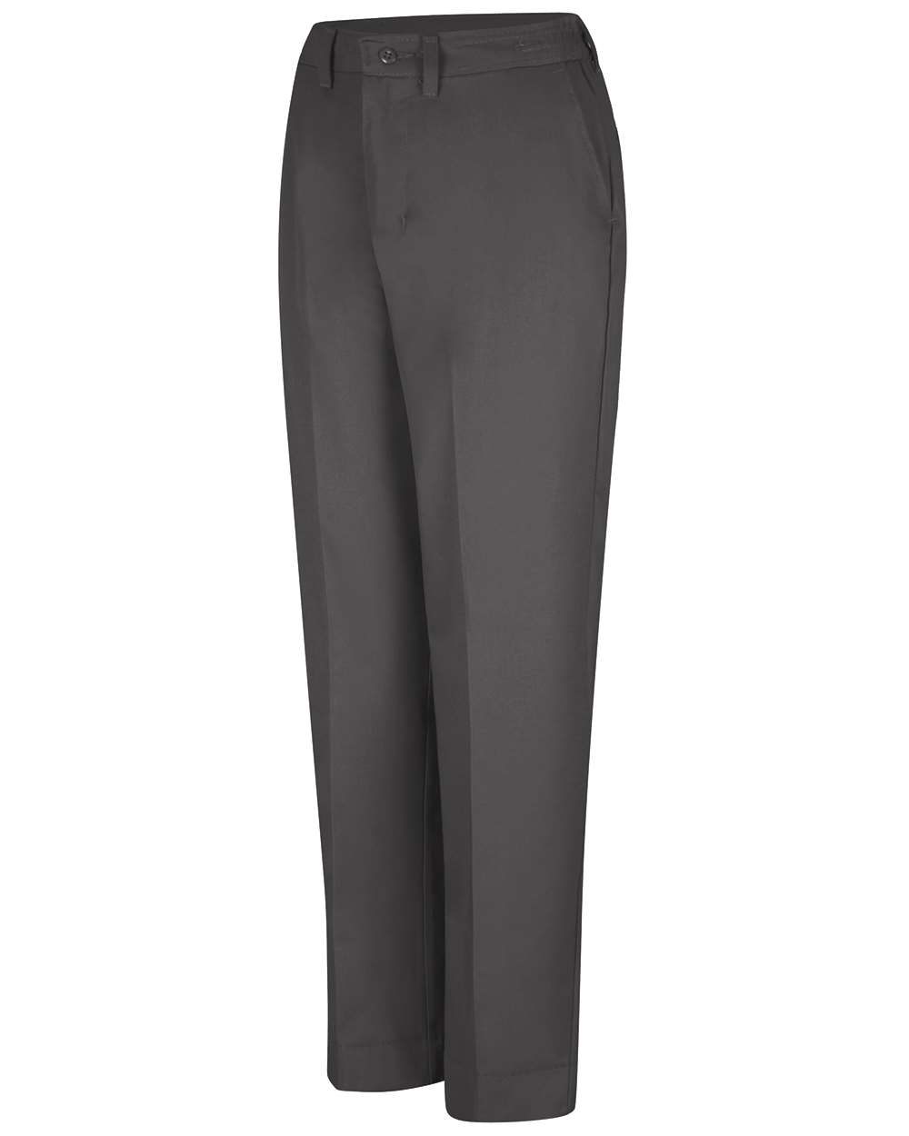 Front View of Charcoal - Unhemmed Women&#39;s Elastic Insert Work Pants - PT61
