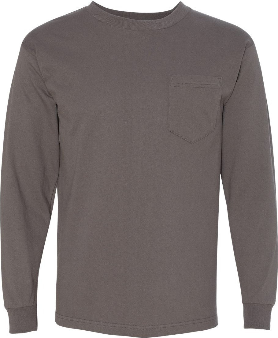 Charcoal USA-Made Long Sleeve Pocket T-Shirt - 8100