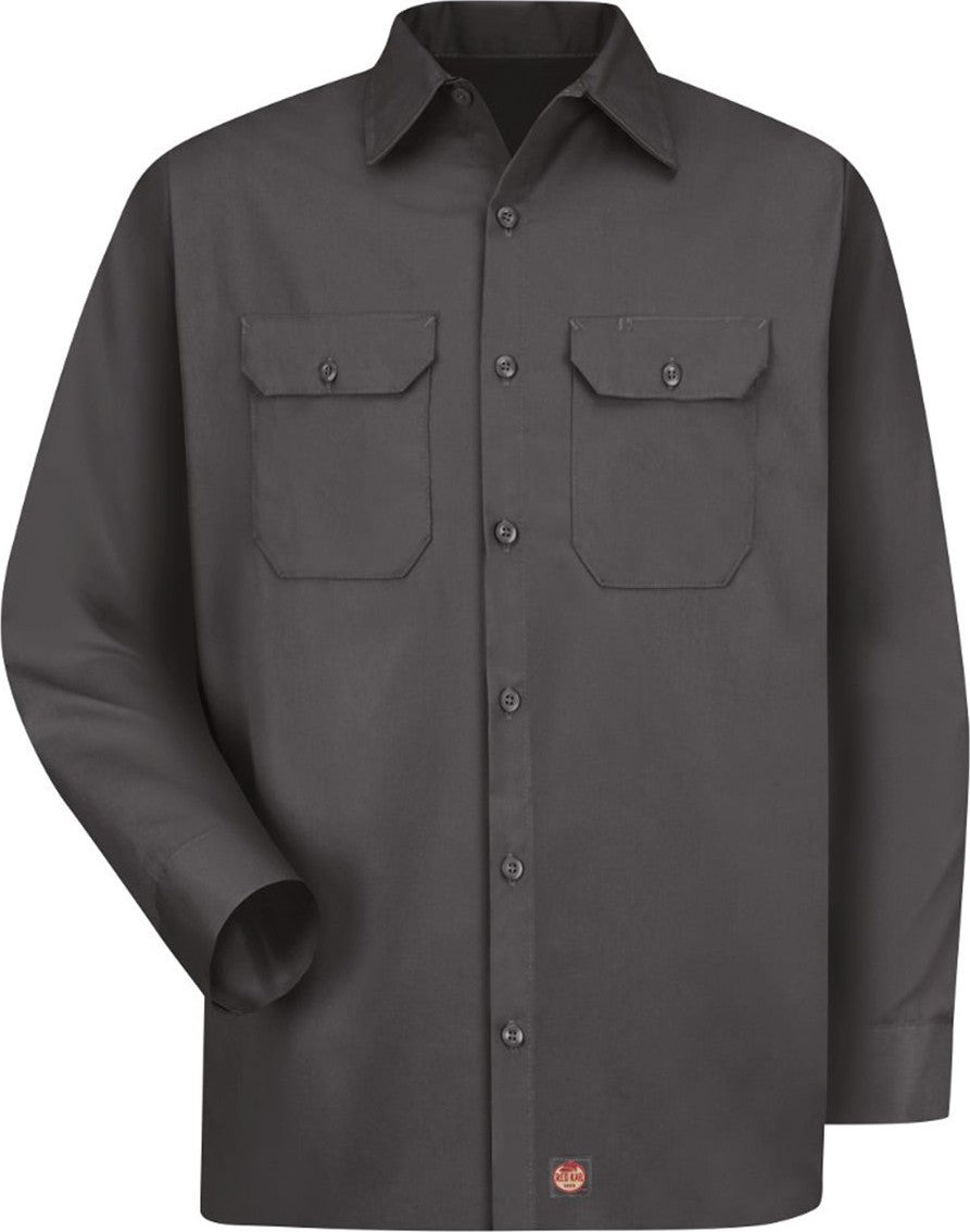 Front View of Charcoal Utility Long Sleeve Work Shirt - Tall Sizes - ST52T