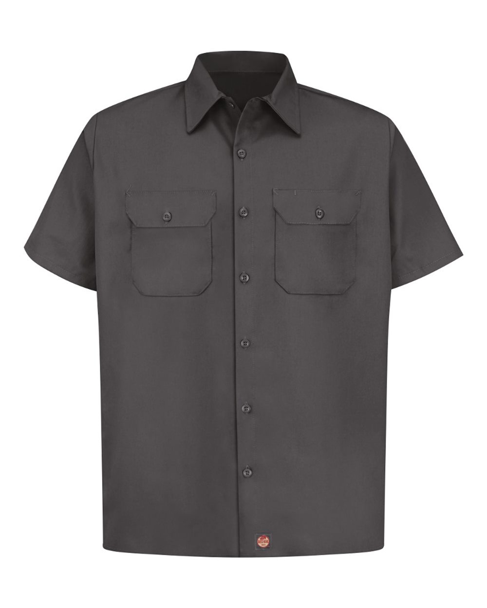 Front View of Charcoal Utility Short Sleeve Work Shirt - ST62
