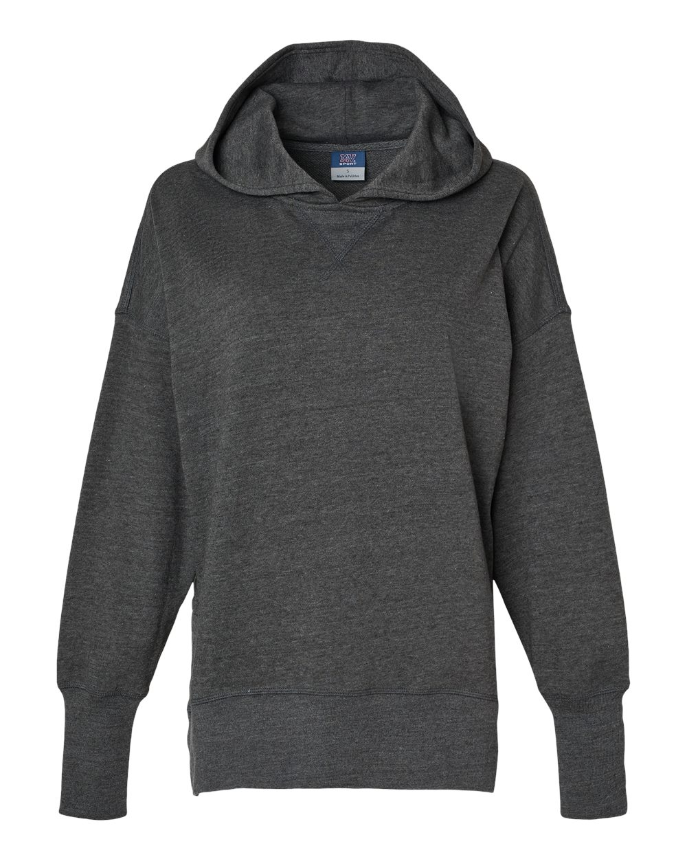 Front View of Charcoal Women's French Terry Hooded Sweatshirt - W23720