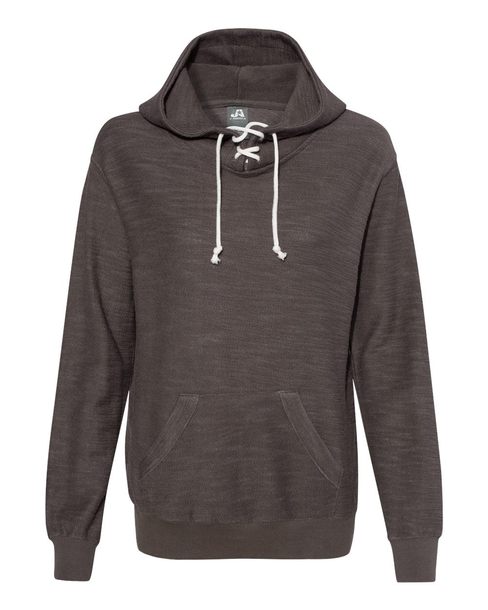 Front View of Charcoal Women’s French Terry Sport Lace Scuba Hooded Pullover - 8694