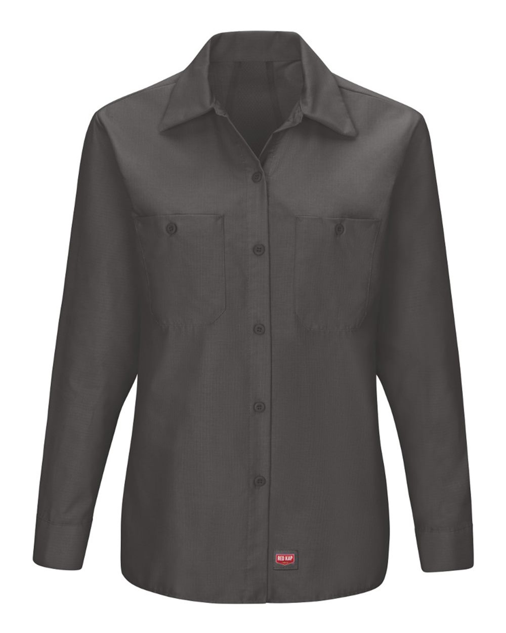 Front View of Charcoal Women's Long Sleeve Mimix Work Shirt - SX11
