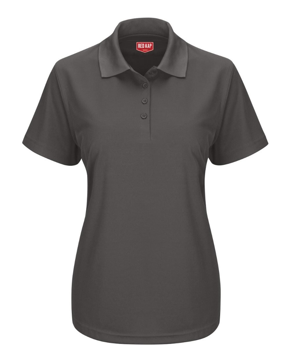 Front View of Charcoal Women's Short Sleeve Performance Knit Pocketless Core Polo - SK97