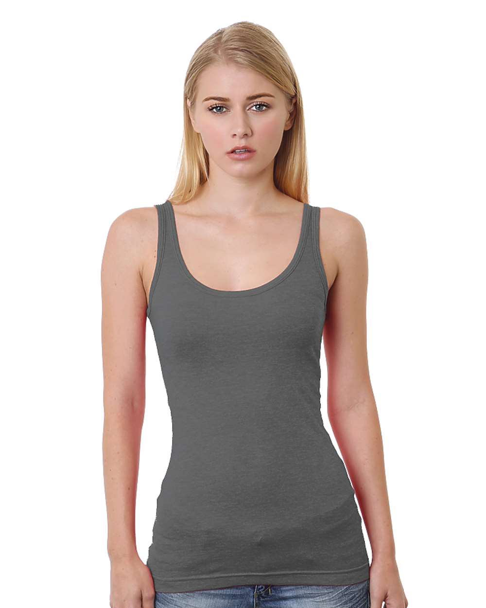 Front View of Charcoal Women's USA-Made Tank Top - 3410