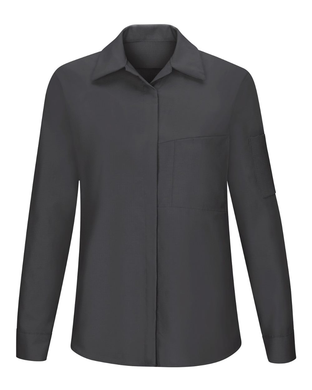 Front View of Charcoal/ Yellow Women's Performance Plus Long Sleeve Shop Shirt with Oilblok Technology - SY31